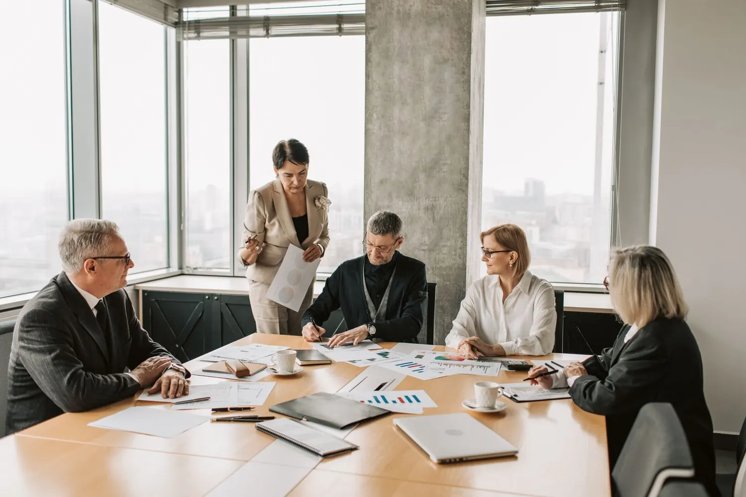 Business partners reviewing a project in an office