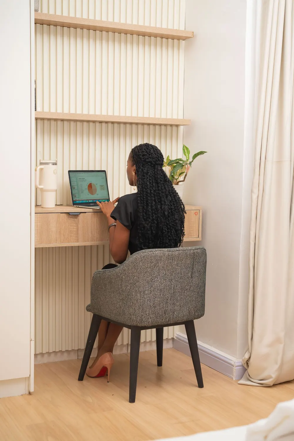 Professional working from a bright home office